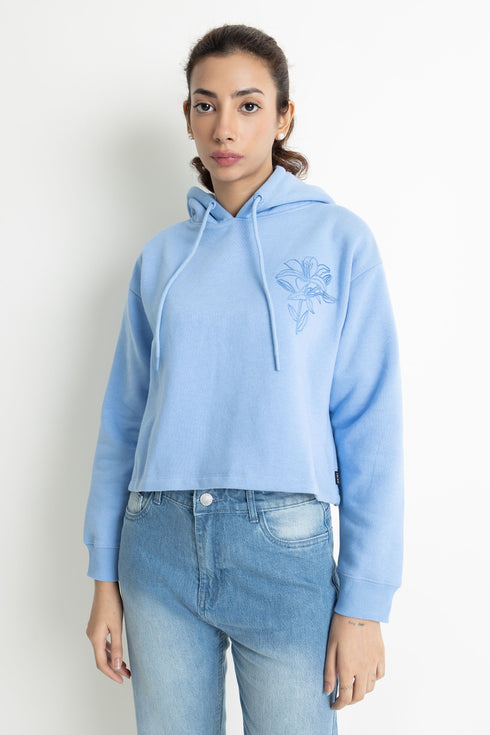 The Embroidered Boxy Crop Hoodie