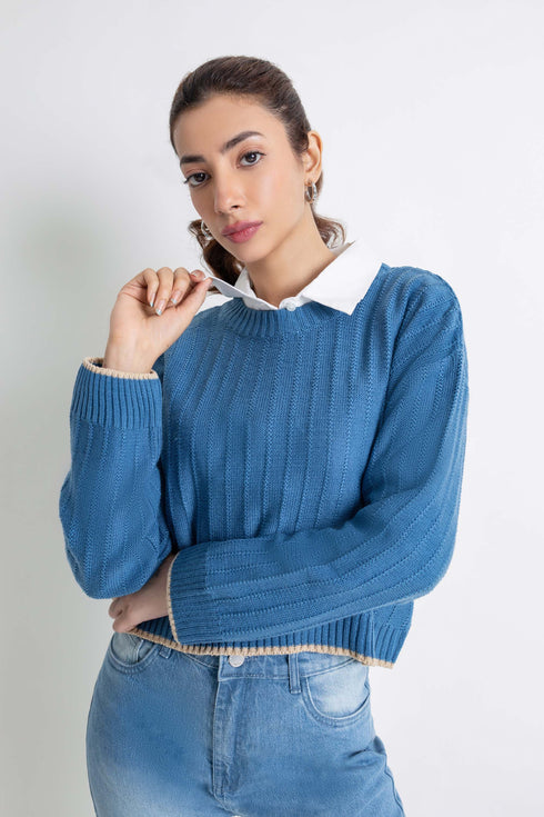 The Blue Crop Sweater