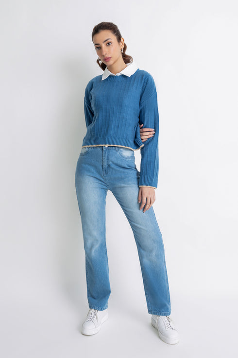 The Blue Crop Sweater
