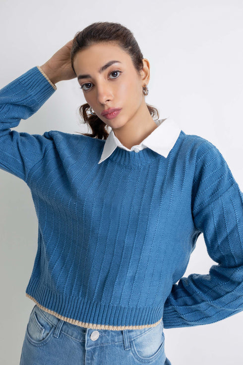 The Blue Crop Sweater