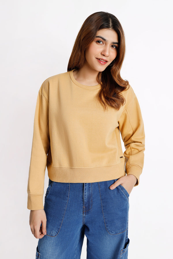 The Mustard Boxy Crop Sweatshirt