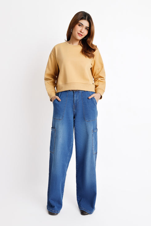 The Mustard Boxy Crop Sweatshirt