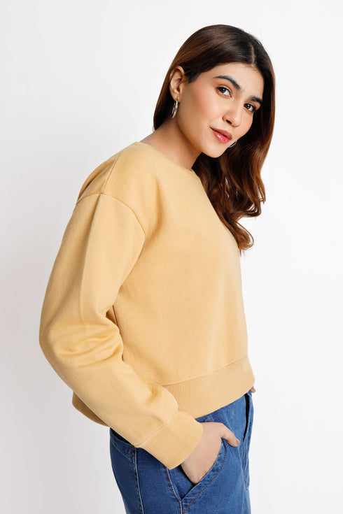 The Mustard Boxy Crop Sweatshirt