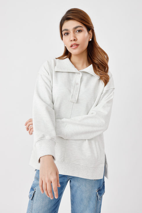 The Heather Grey Extreme Oversized Mock Neck