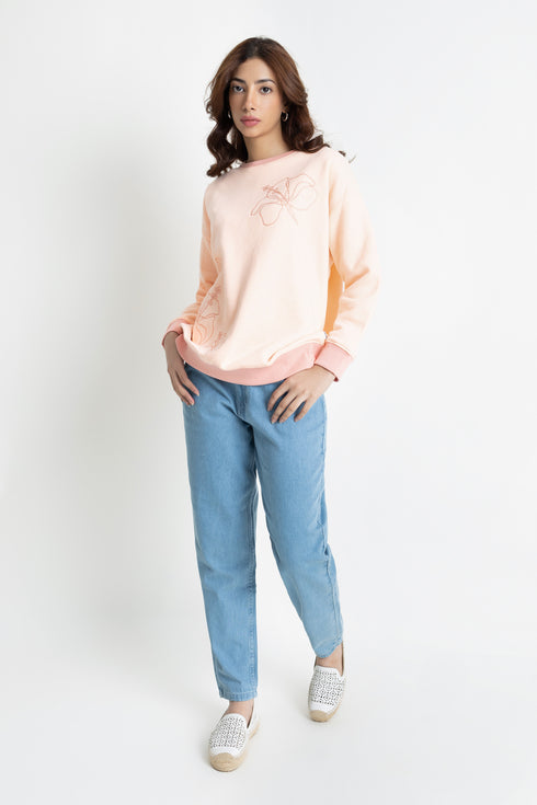 The Peach Embroidered Sweatshirt