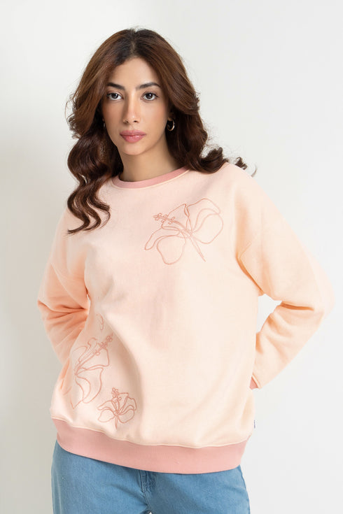 The Peach Embroidered Sweatshirt