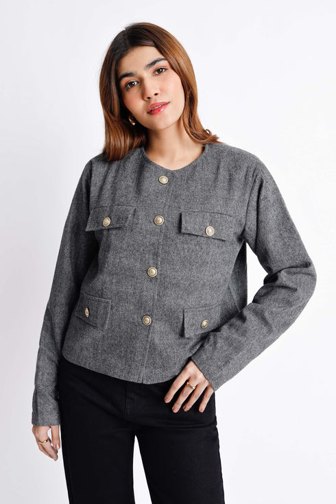 The Boxy Crop Charcoal Jacket