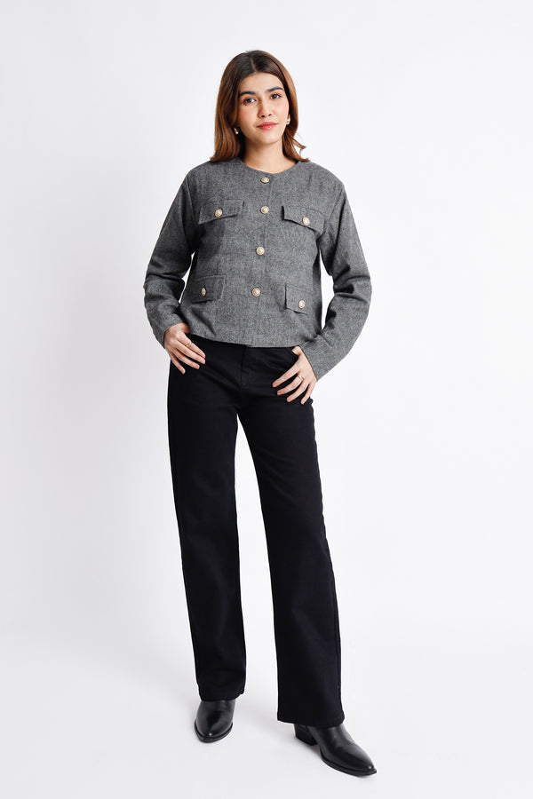 The Boxy Crop Charcoal Jacket