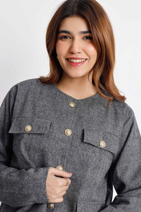 The Boxy Crop Charcoal Jacket