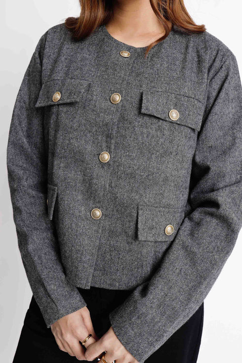 The Boxy Crop Charcoal Jacket