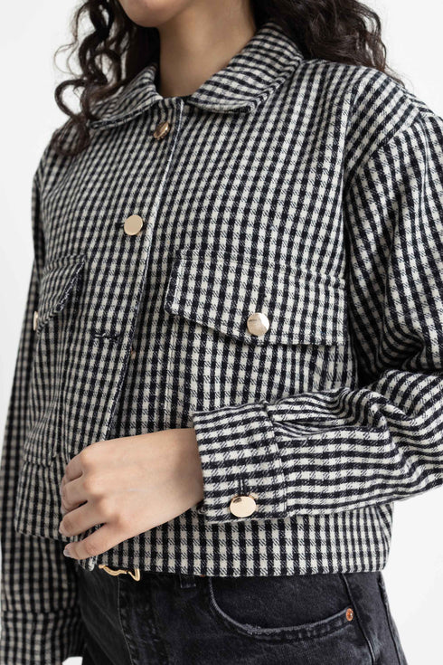 The Boxy Crop Checkered Shacket