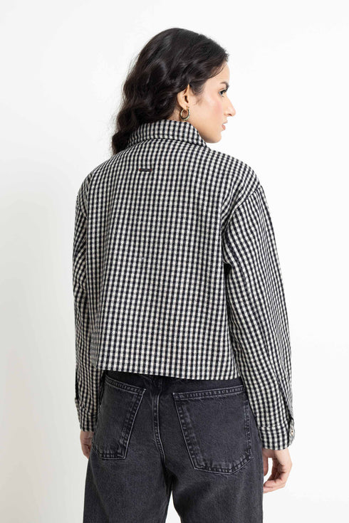 The Boxy Crop Checkered Shacket