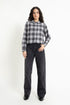The Grey Boxy Crop Check Shirt