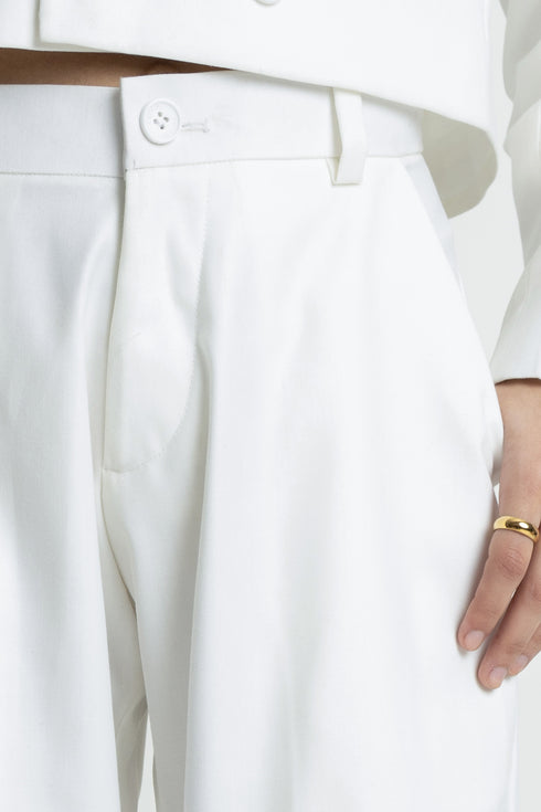 The White Straight Fit Pants