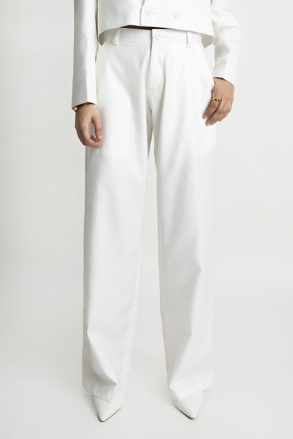 The White Straight Fit Pants