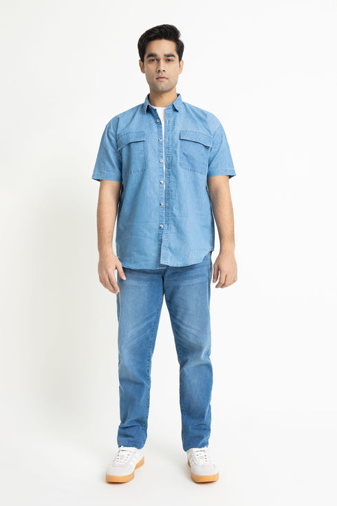The Mid Wash Oversized Denim Shirt