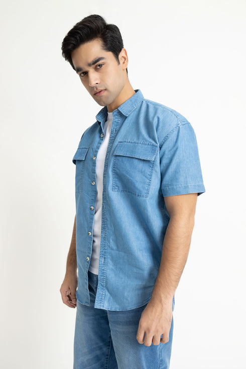 The Mid Wash Oversized Denim Shirt