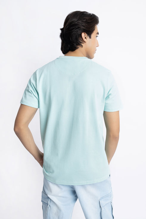 The Opal Blue Regular Fit Henley