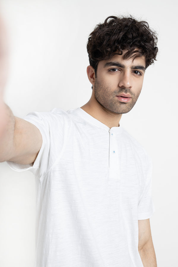 The White Regular Fit Henley