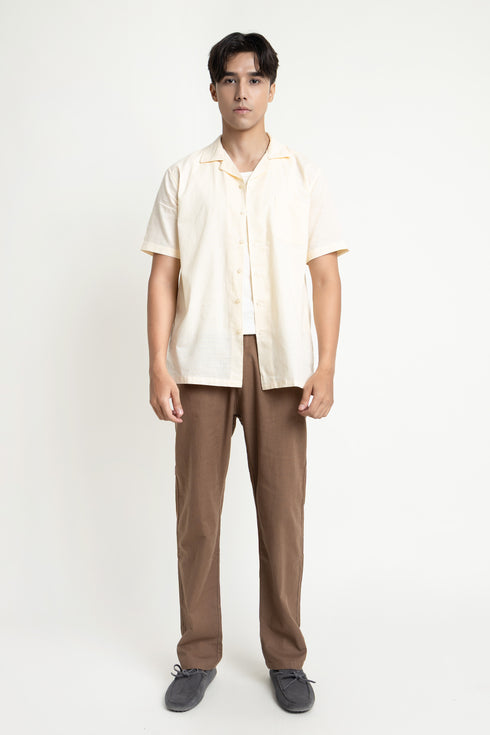 The Beige Classic Fit Cuban Collar Shirt