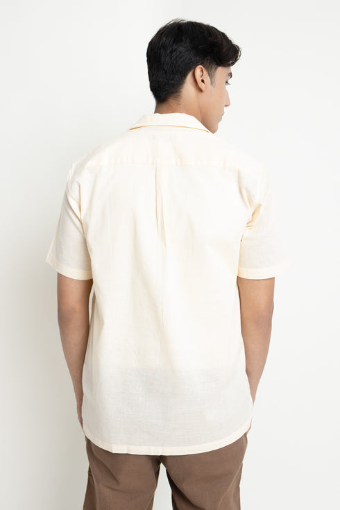 The Beige Classic Fit Cuban Collar Shirt