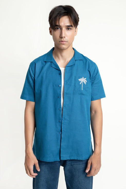 The Embroidered Classic Fit Cuban Collar Shirt