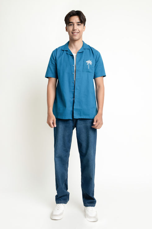 The Embroidered Classic Fit Cuban Collar Shirt