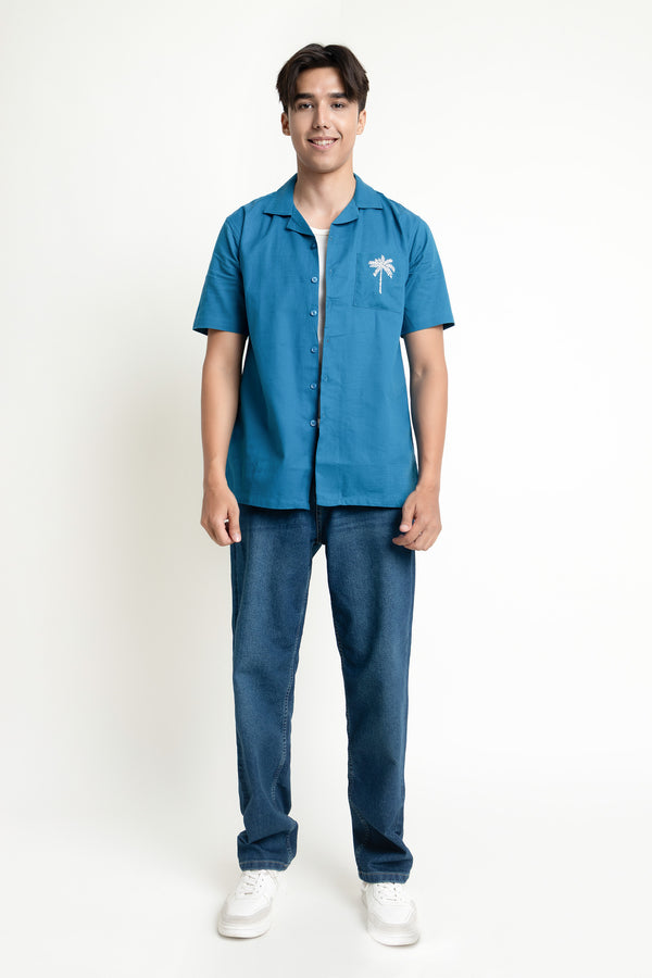 The Embroidered Classic Fit Cuban Collar Shirt