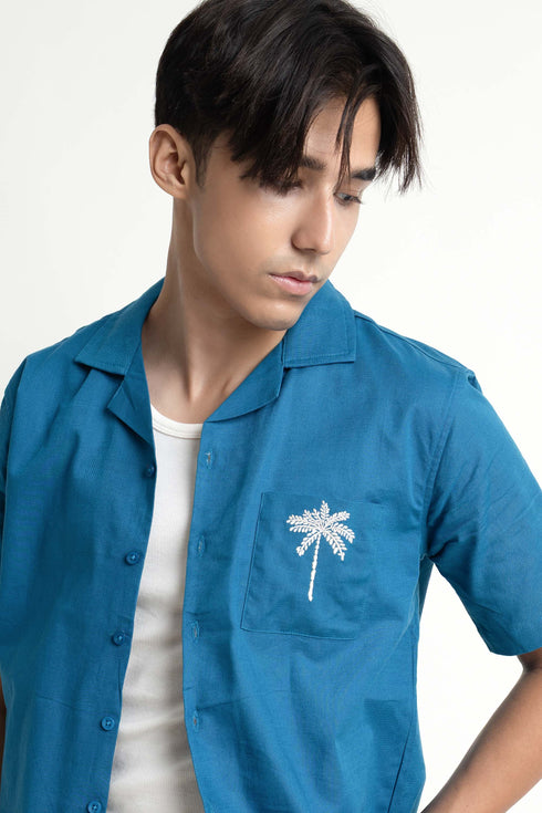 The Embroidered Classic Fit Cuban Collar Shirt