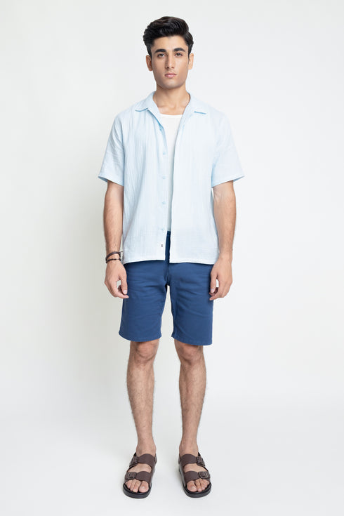 The Ice Blue Classic Fit Cuban Collar Shirt