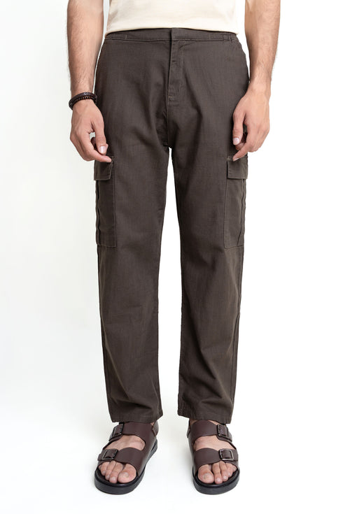 The Cocoa Brown Loose Fit Linen Cargos