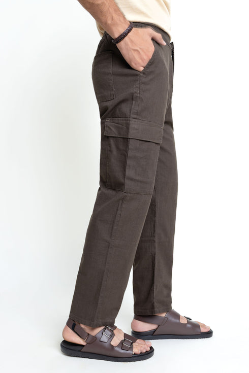 The Cocoa Brown Loose Fit Linen Cargos
