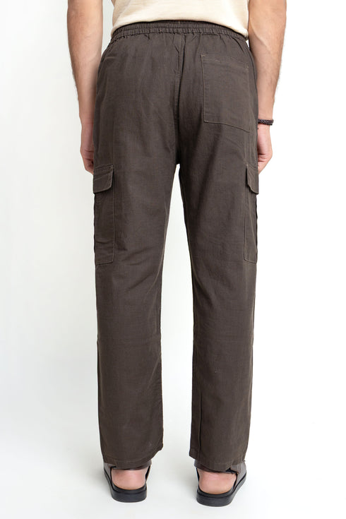 The Cocoa Brown Loose Fit Linen Cargos