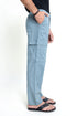 The Smokey Blue Loose Fit Linen Cargos