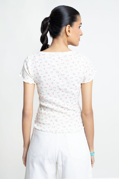 The Floral Fitted Ribbed T-Shirt