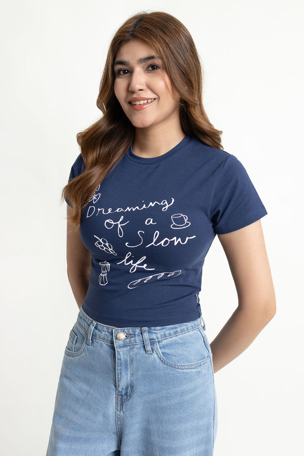 The Navy Slow Life Baby Tee