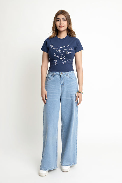 The Navy Slow Life Baby Tee