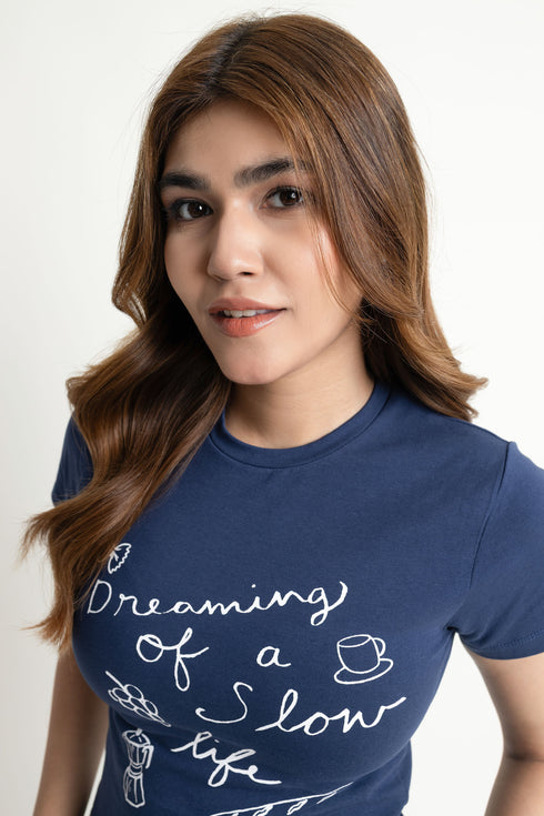 The Navy Slow Life Baby Tee