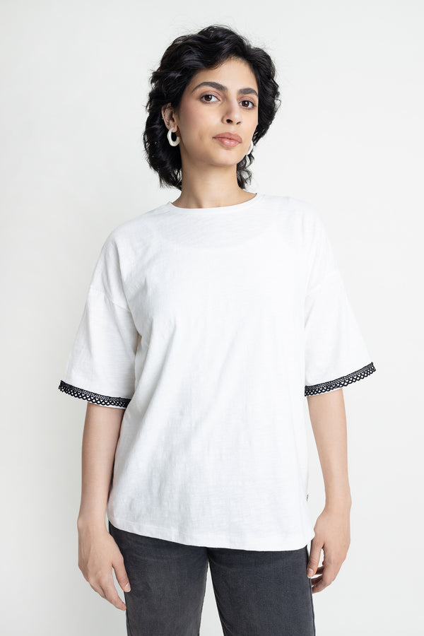 The White Oversized Lace T-Shirt