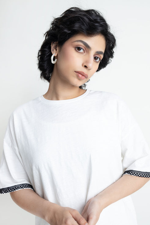The White Oversized Lace T-Shirt