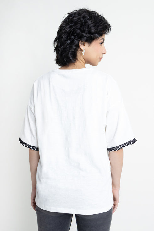 The White Oversized Lace T-Shirt