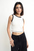 Beige & Black Cropped Tank Top