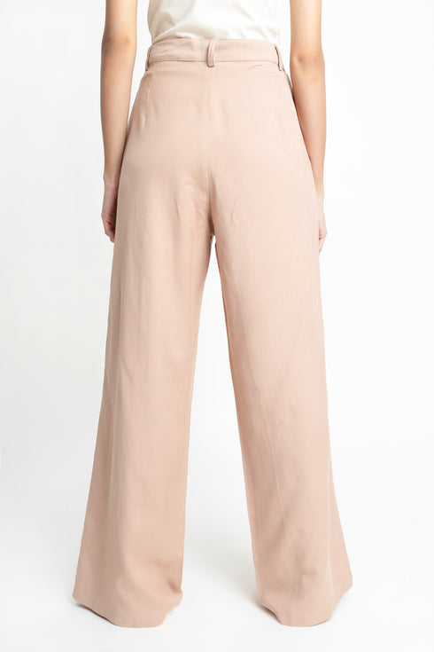 The Mocha Mousse Wide Leg Linen Trousers