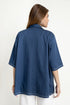 The Blue Loose Fit Embroidered Cuban Collar Shirt