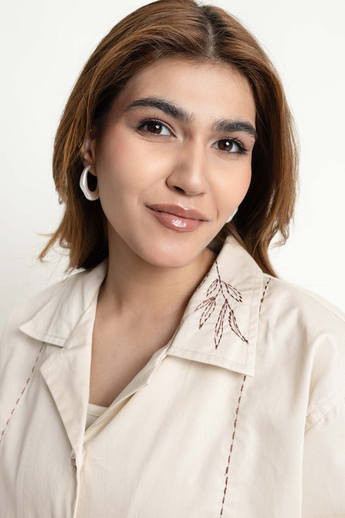 The Loose Fit Embroidered Cuban Collar Shirt