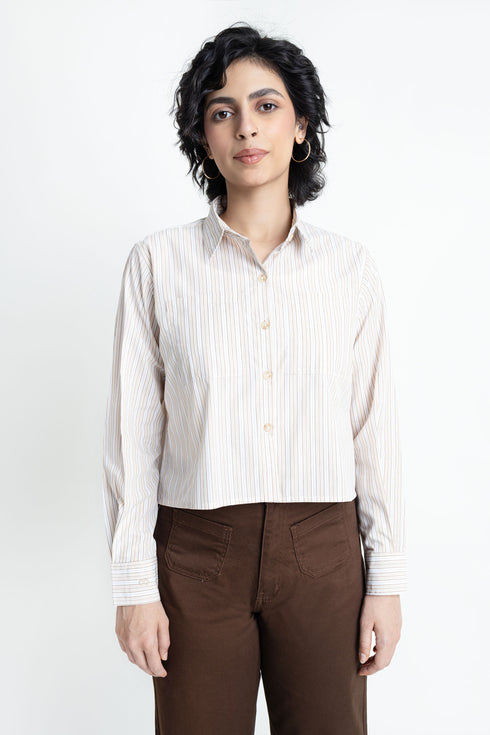 The Striped Boxy Crop Shirt
