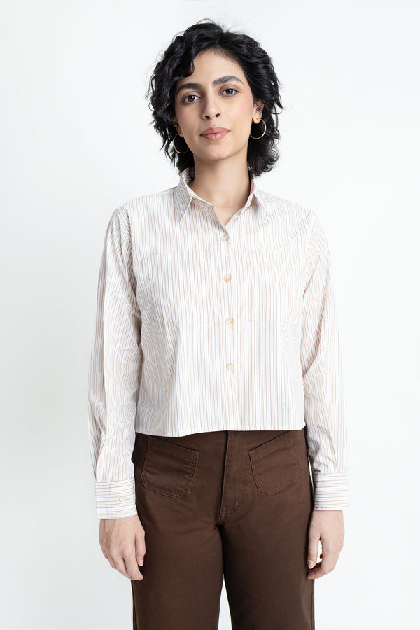 The Striped Boxy Crop Shirt