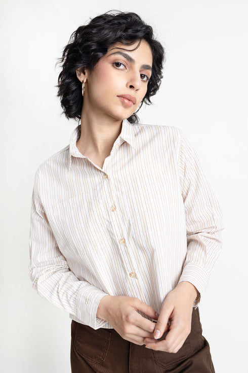 The Striped Boxy Crop Shirt