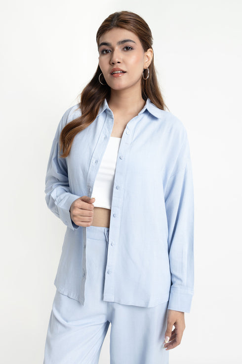 The Ice Blue Oversized Linen Shirt