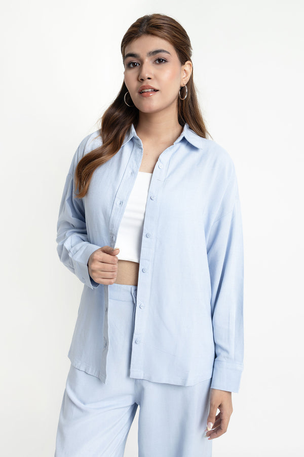 The Ice Blue Oversized Linen Shirt